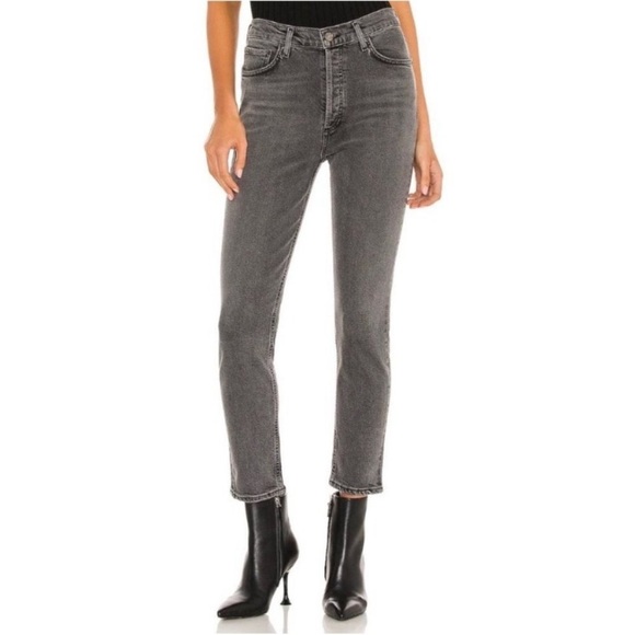 AGOLDE Nico High Rise Skinny Jeans Grey Sz 24 Organic Cotton Stretch NEW - Picture 14 of 15